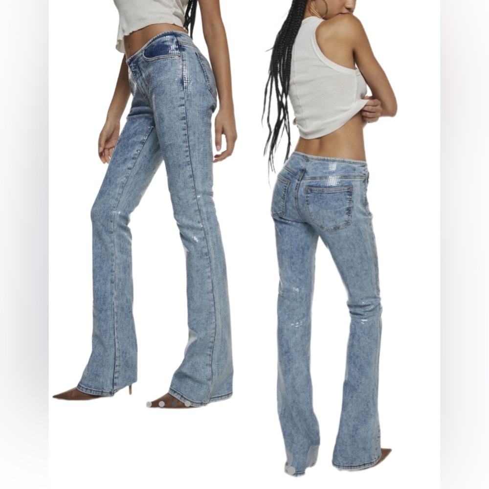 Diesel D-Shark Slim Flared Sequin
Coated Jean